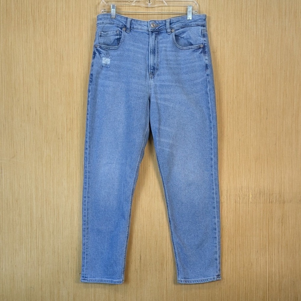 American Eagle Mom Jean Womens 12 Regular Light Wash High Rise Stretch Denim